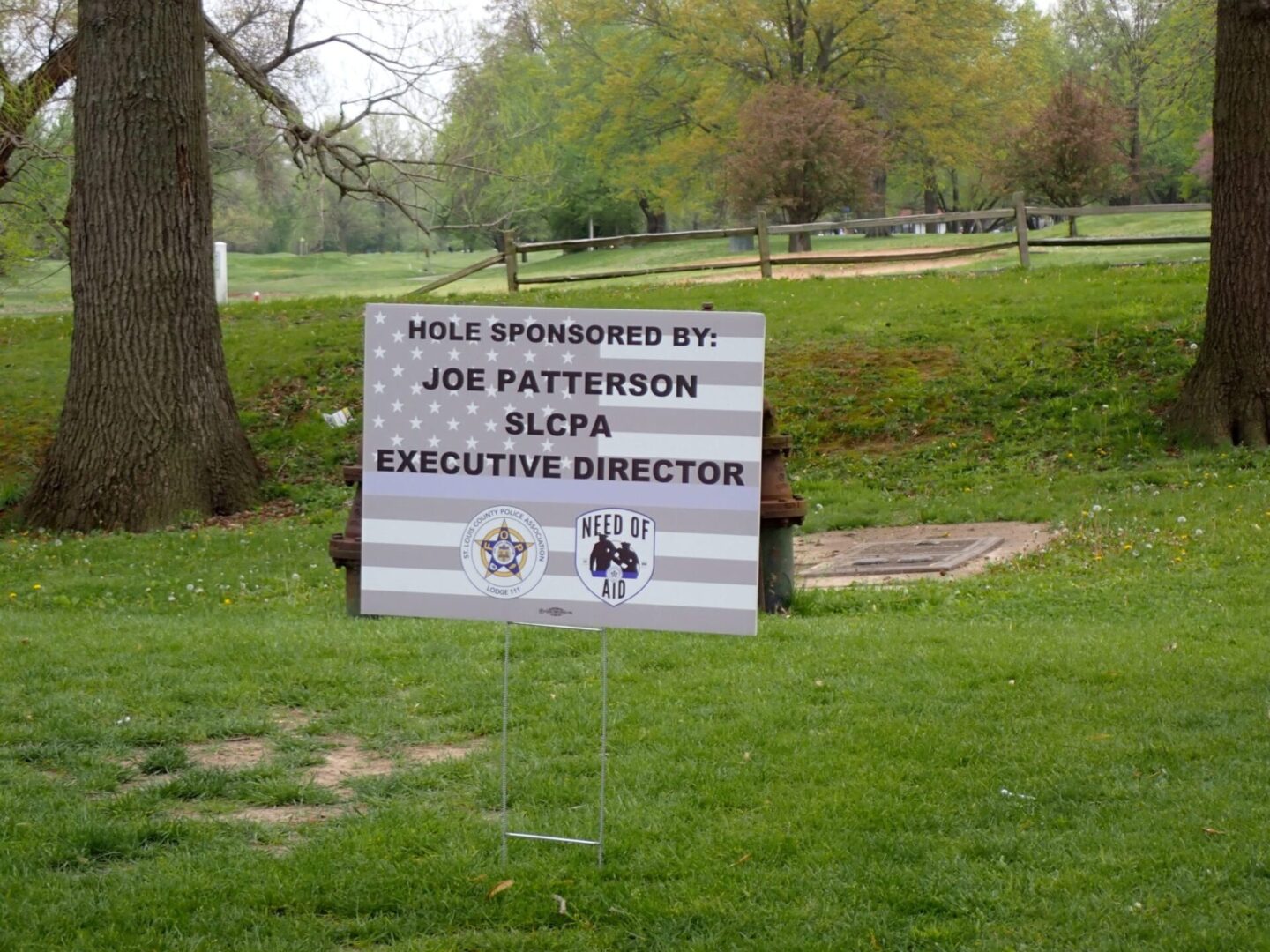 Sign thanking Joe Patterson, HLCPA Executive Director, for sponsoring a tree.