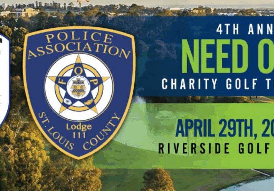 Sign promoting a police charity golf event on April 29 at Riverside.